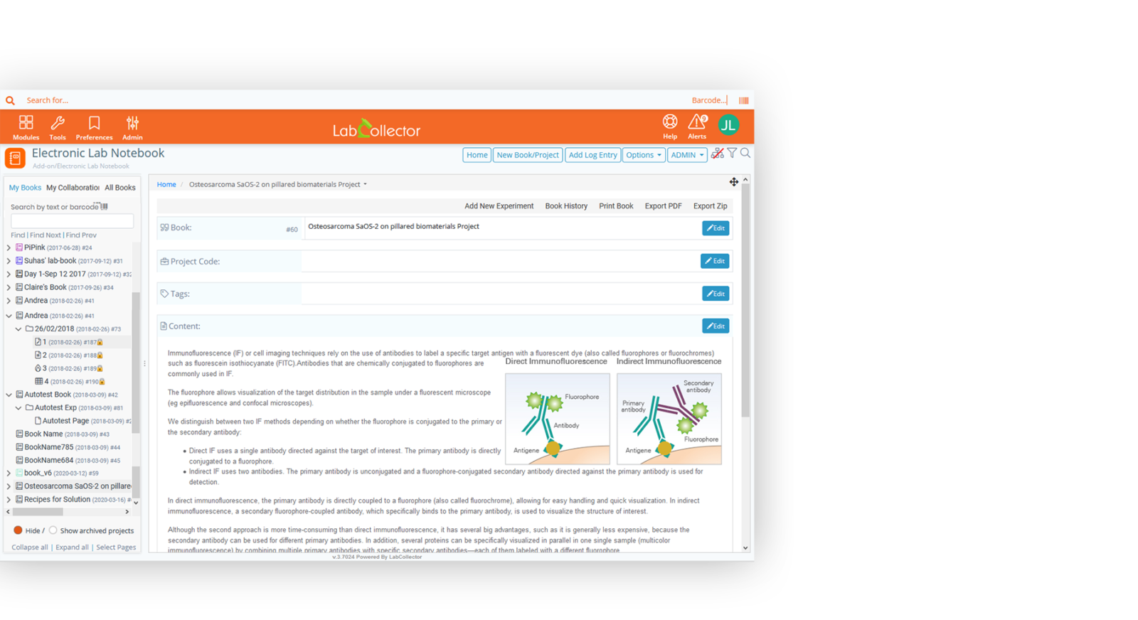 Electronic Lab Notebook (ELN) - LabCollector