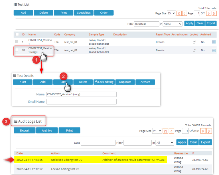 How to create version of test in LSM? - LabCollector