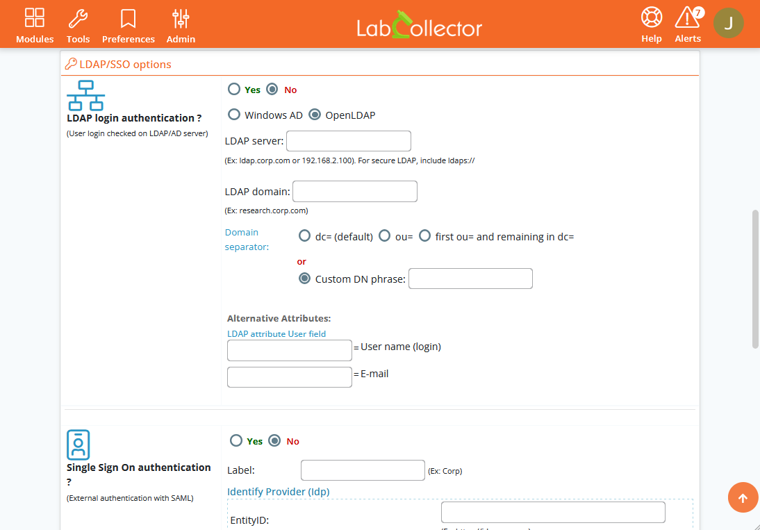Security LabCollector LIMS